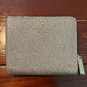 Kate Spade Glitter Rose Gold Bifold wallet w/ ID space